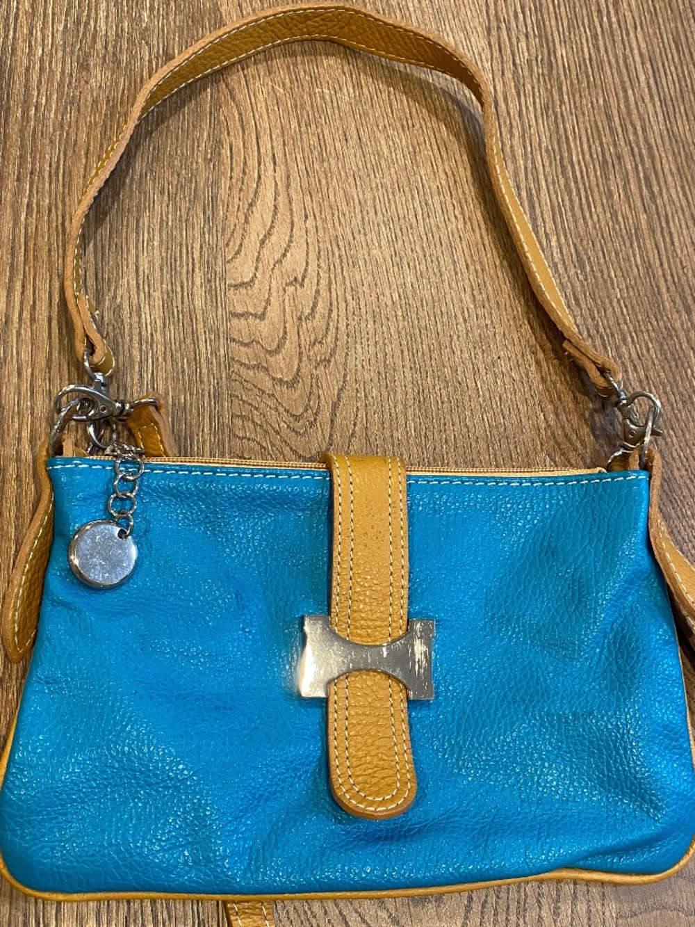 ZAGARA Made In Italy Turqouise Leather Mini Crossbody Bag